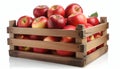 Red apples in wooden crate isolated Royalty Free Stock Photo