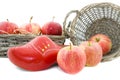 Red apples and wooden shoe