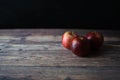Red apples on a wooden table copy space picture