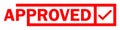 Red approved stamp with check mark signifying validation and acceptance on a white background Royalty Free Stock Photo