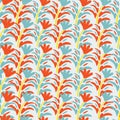 Red and Aqua abstract flower seamless pattern background design. Royalty Free Stock Photo