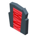 Red arch portal icon isometric vector. Energy desert neon