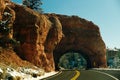 Red Arch road tunnel on the way to Bryce Canyon National Park,Utah,USA Royalty Free Stock Photo