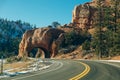 Red Arch road tunnel on the way to Bryce Canyon National Park,Utah,USA Royalty Free Stock Photo