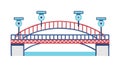 Red Arched Bridge with Decorative Lights, vector design Generative AI Royalty Free Stock Photo