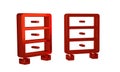 Red Archive papers drawer icon isolated on transparent background. Drawer with documents. File cabinet drawer. Office