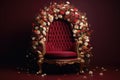 Red armchair decorated with flowers, creative design
