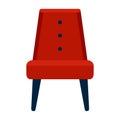 Red armchair icon for your design. Retro soft upholstery chair, comfortable seat, lobby, lounge room, living
