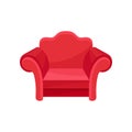 Red armchair, living room furniture, interior design element vector Illustration on a white background Royalty Free Stock Photo