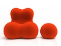 Red armchair and padded stool Royalty Free Stock Photo