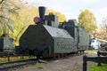 Red Army armored steam locomotive of the first half of 20th century, at the Central Armed Forces Museum, Moscow, Russia