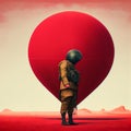 Red Army Hot Air Balloon Chinese Soldier Spying Photographer Political Cartoon Generative AI