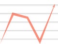 Red arrow on the background of the lines of the graph