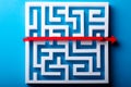 Red Arrow Crossing Over White Maze Royalty Free Stock Photo