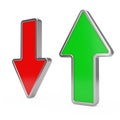 Red Arrow Down and Green Arrow Up. 3d Rendering Royalty Free Stock Photo