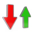 Red Arrow Down and Green Arrow Up. 3d Rendering Royalty Free Stock Photo