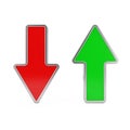 Red Arrow Down and Green Arrow Up. 3d Rendering Royalty Free Stock Photo