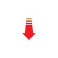 Red arrow down icon. decrease, fall, crash concept. download sign