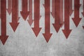 Red arrow down on the wall Royalty Free Stock Photo