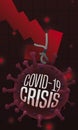 Red Arrow Falling due the Weight of COVID-19 Crisis, Vector Illustration