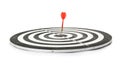 Red arrow hitting target on dart board against background Royalty Free Stock Photo
