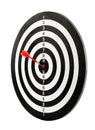 Red arrow hitting target on  board against white background Royalty Free Stock Photo
