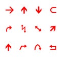 red arrow icon set for direction, navigation, and user interface design Royalty Free Stock Photo