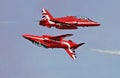 Red arrow inverted flyby Royalty Free Stock Photo