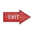 Red arrow. Arrow pointer to the right with the inscription exit. Wooden pointer in the shape of an arrow isolated on a white Royalty Free Stock Photo