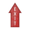 Red arrow. Arrow pointer up with exit inscription. Wooden pointer in the shape of an arrow isolated on a white Royalty Free Stock Photo
