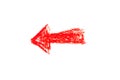 A red arrow pointing left on a white background. Royalty Free Stock Photo