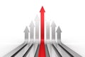 Red arrow pointing up with grey arrows Royalty Free Stock Photo