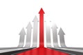 Red arrow pointing up with grey arrows Royalty Free Stock Photo