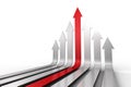 Red arrow pointing up with grey arrows Royalty Free Stock Photo