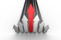 Red arrow pointing up with grey arrows Royalty Free Stock Photo