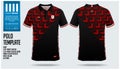 Red Arrow Polo shirt sport template design for soccer jersey, football kit or sportwear. Sport uniform in front view and back view