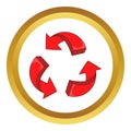Red arrow recycling icon