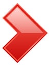 Red arrow sign. Glossy right direction pointer