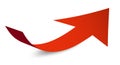 Red Arrow Symbol. Bent Paper Arrow Icon Isolated