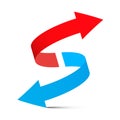 Red Arrow Up - Blue Arrow Down. Royalty Free Stock Photo