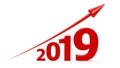 Red arrow up with 2019 Royalty Free Stock Photo