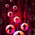 Red Arrows Background Shows Upwards Moving Bubbles Royalty Free Stock Photo