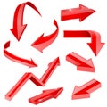 Red arrows. 3d shiny set of icons Royalty Free Stock Photo