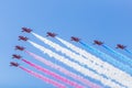 The Red Arrows depart in Big Battle formation Royalty Free Stock Photo