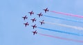 The Red Arrows in the Euro Fighter formation Royalty Free Stock Photo