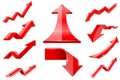 Red arrows. Financial indication icons set