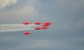 The Red Arrows Flying Display Team Seven Hawk Jets.