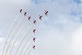 Red Arrows flying the swan formation Royalty Free Stock Photo