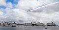 Red Arrows flypast - Cunard 175 Royalty Free Stock Photo