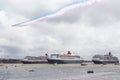 Red Arrows flypast over the Three Queens Royalty Free Stock Photo